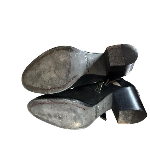 Zadig Voltaire Sz 39 Women's Molly Black Suede Stacked Heel Ankle Booties $528 - Picture 9 of 14